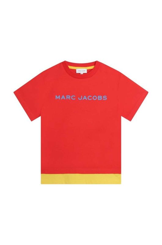 Дитяча бавовняна футболка Marc Jacobs колір червоний візерунок (3426536)