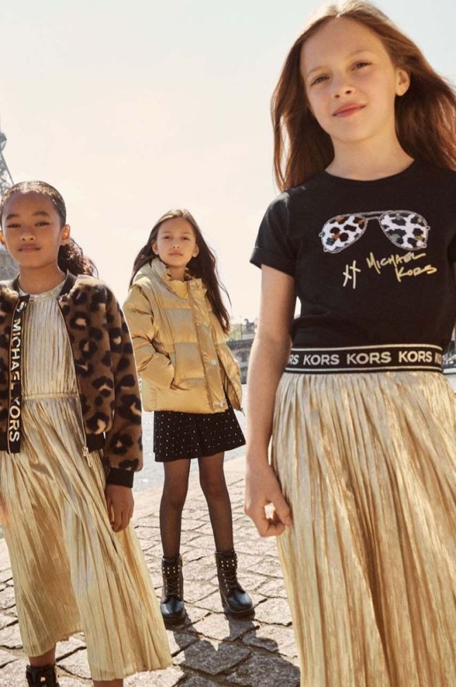Дитяча бавовняна футболка Michael Kors колір чорний з принтом фото 4