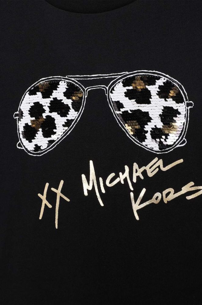 Дитяча бавовняна футболка Michael Kors колір чорний з принтом фото 3
