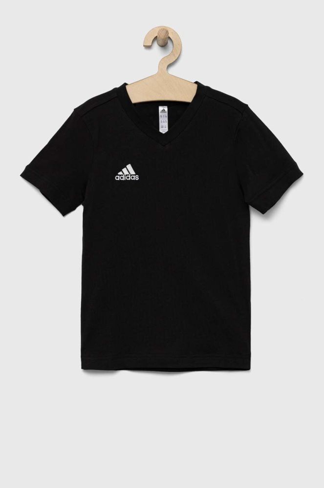 Дитяча бавовняна футболка adidas Performance ENT22 TEE Y колір чорний з аплікацією