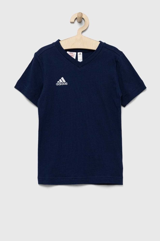 Дитяча бавовняна футболка adidas Performance ENT22 TEE Y колір синій з аплікацією