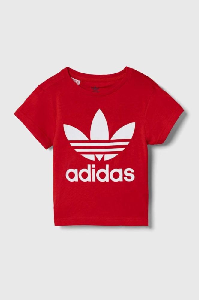 Дитяча бавовняна футболка adidas Originals TREFOIL колір червоний з принтом фото 2