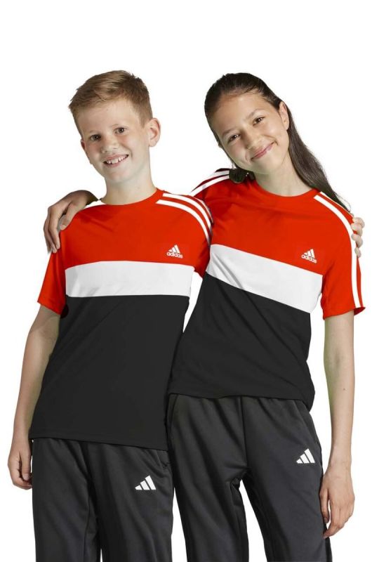Дитяча бавовняна футболка adidas колір червоний візерунок