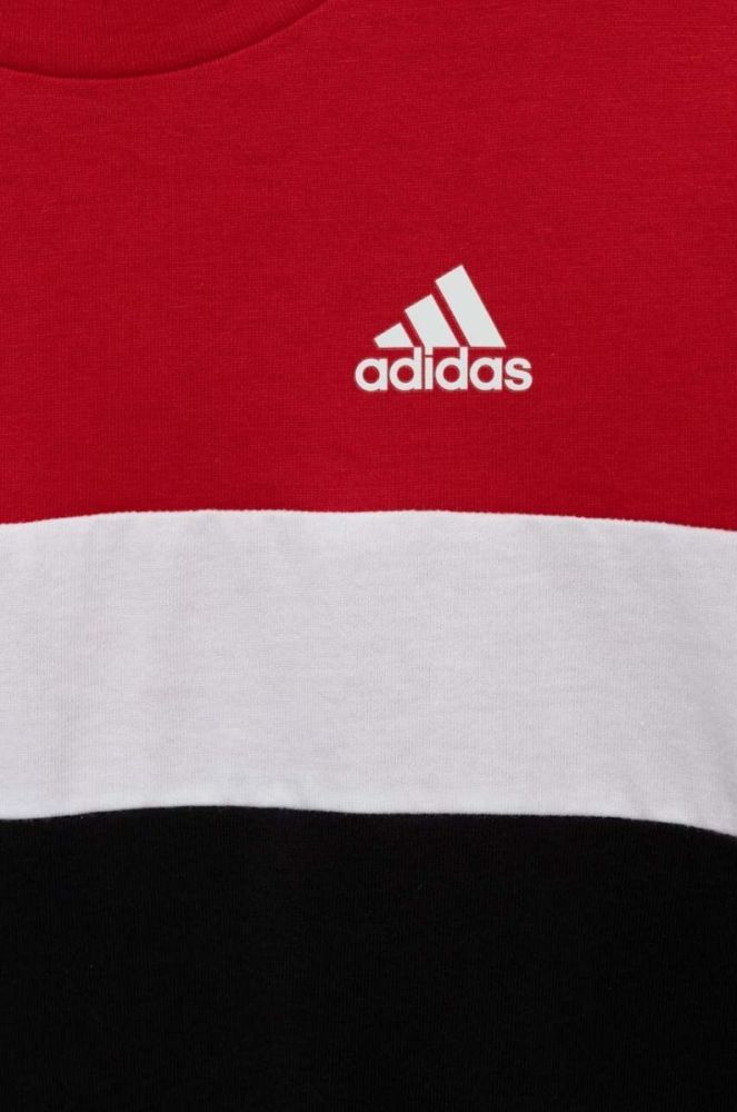 Дитяча бавовняна футболка adidas колір червоний візерунок фото 4