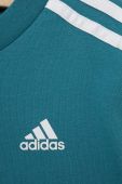 Дитяча бавовняна футболка adidas колір бірюзовий з аплікацією