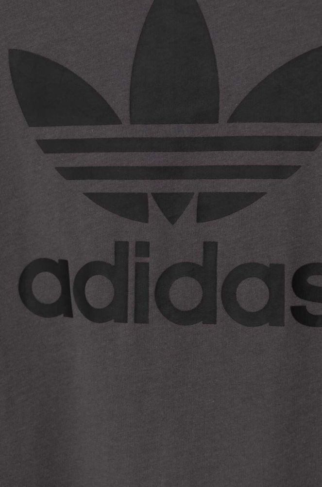 Дитяча бавовняна футболка adidas Originals TREFOIL колір сірий візерунок фото 4