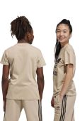 Бавовняна футболка adidas Originals TREFOIL колір бежевий з принтом