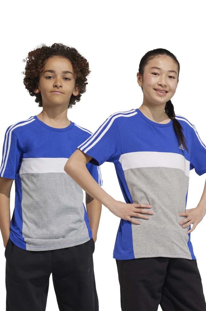 Дитяча бавовняна футболка adidas візерунок колір блакитний (3443930)