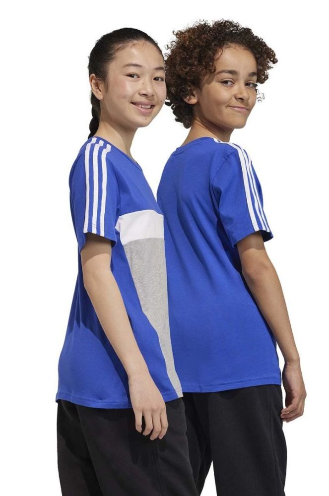Дитяча бавовняна футболка adidas візерунок колір блакитний (3443930) фото 5