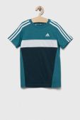 Дитяча бавовняна футболка adidas колір бірюзовий візерунок Дитяча бавовняна футболка adidas колір бірюзовий візерунок