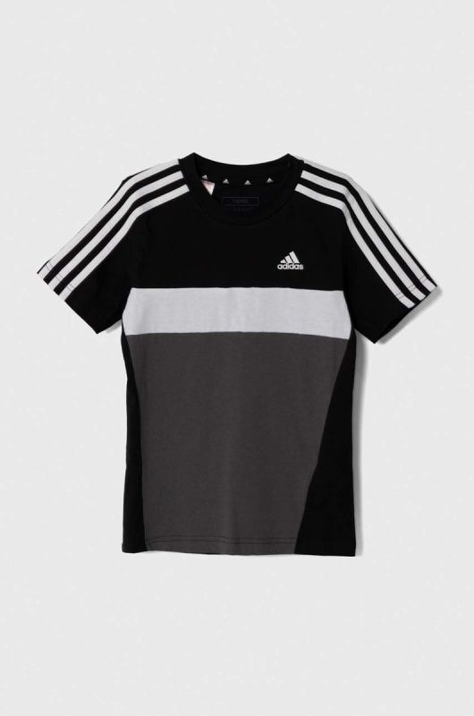 Дитяча бавовняна футболка adidas колір чорний візерунок фото 2