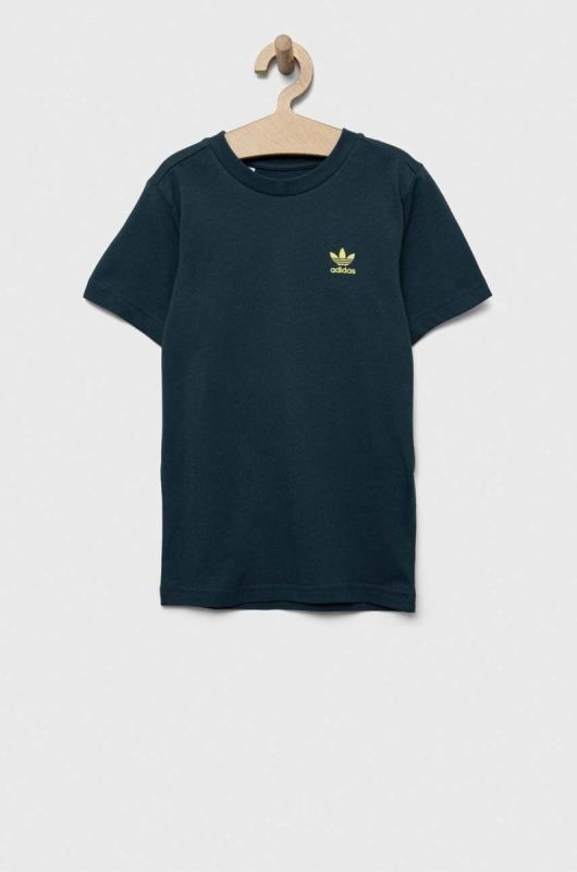 Дитяча бавовняна футболка adidas Originals колір зелений однотонний