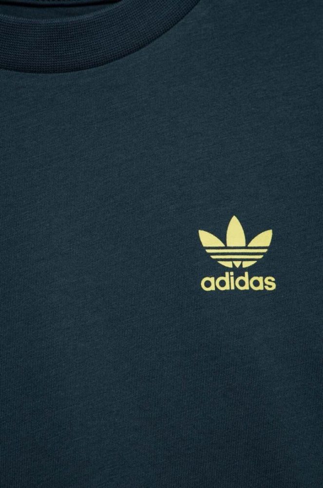 Дитяча бавовняна футболка adidas Originals колір зелений однотонний фото 3