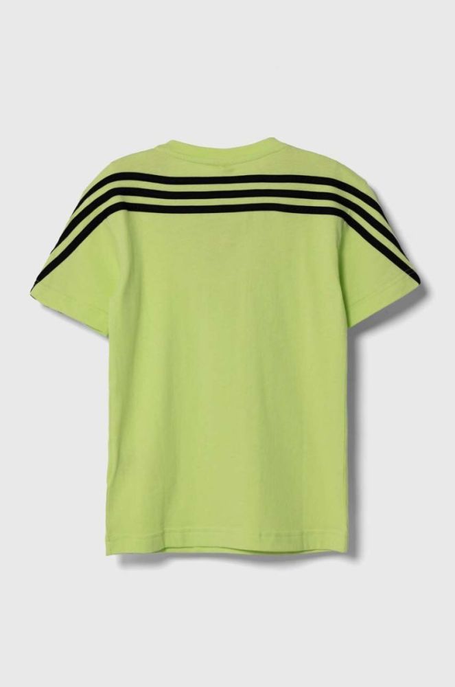 Дитяча бавовняна футболка adidas колір зелений візерунок фото 3