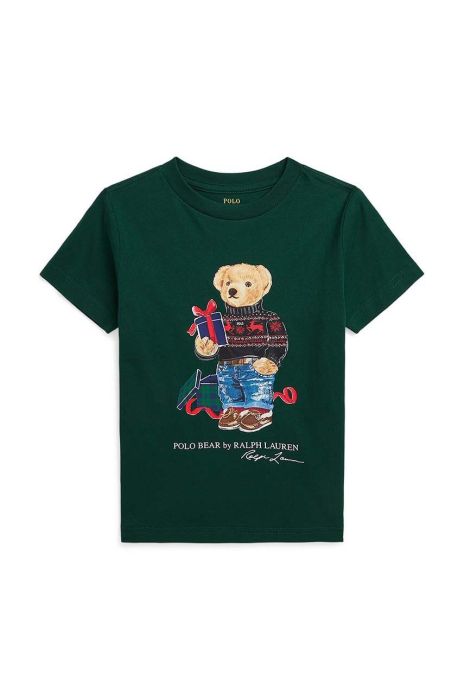 Дитяча бавовняна футболка Polo Ralph Lauren колір зелений з принтом (3642709)