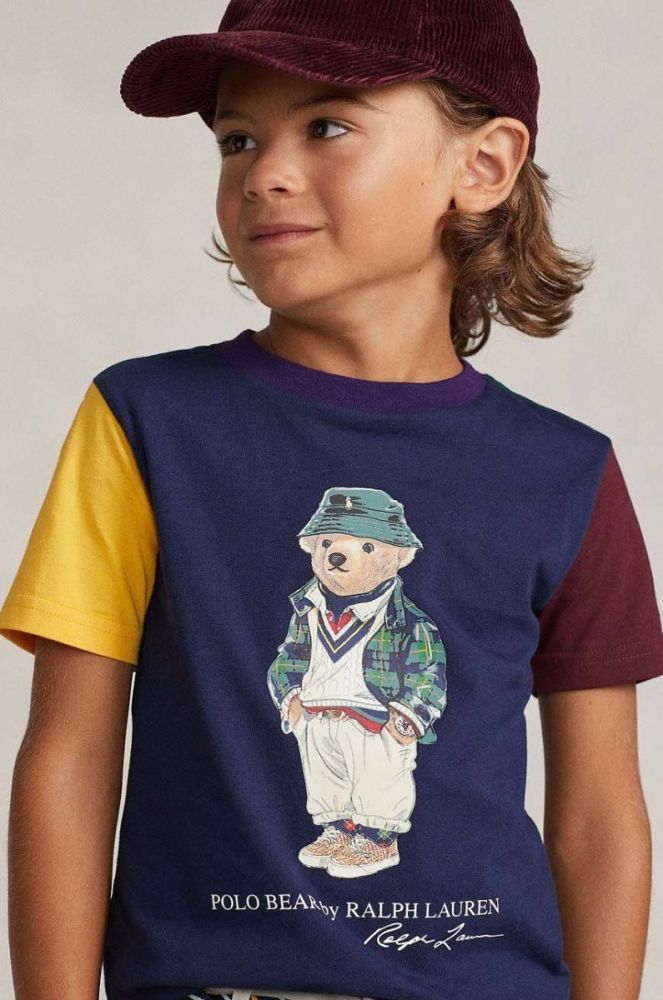 Дитяча бавовняна футболка Polo Ralph Lauren колір синій з принтом (3475094) фото 5