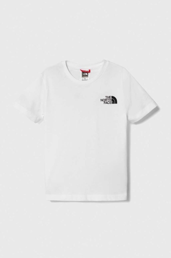 Дитяча бавовняна футболка The North Face S/S SIMPLE DOME TEE колір білий з принтом