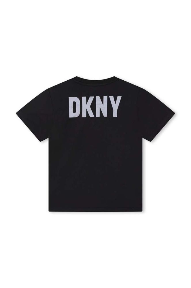 Дитяча бавовняна футболка Dkny колір чорний з принтом (3639525) фото 3