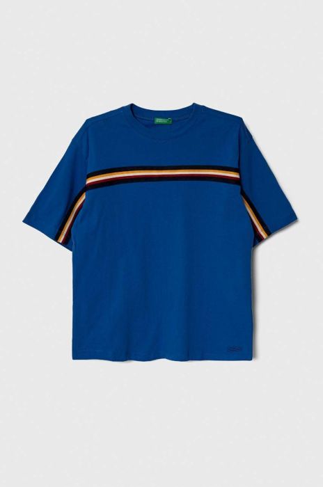 Дитяча бавовняна футболка United Colors of Benetton з аплікацією колір блакитний (3398405)