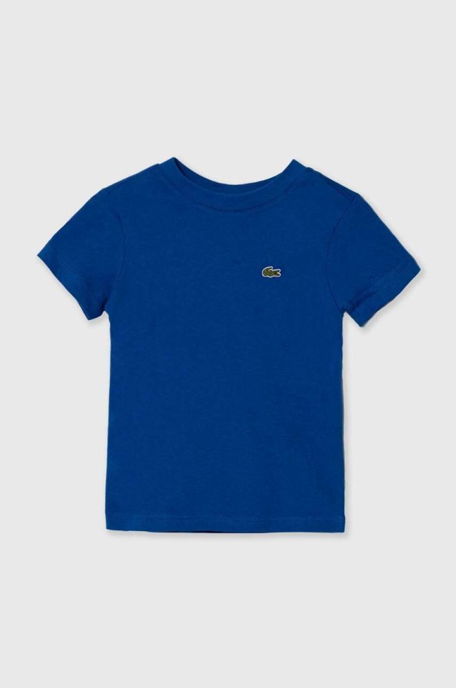 Дитяча бавовняна футболка Lacoste однотонний колір блакитний
