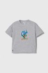Дитяча бавовняна футболка Lacoste колір сірий з принтом (3615330)