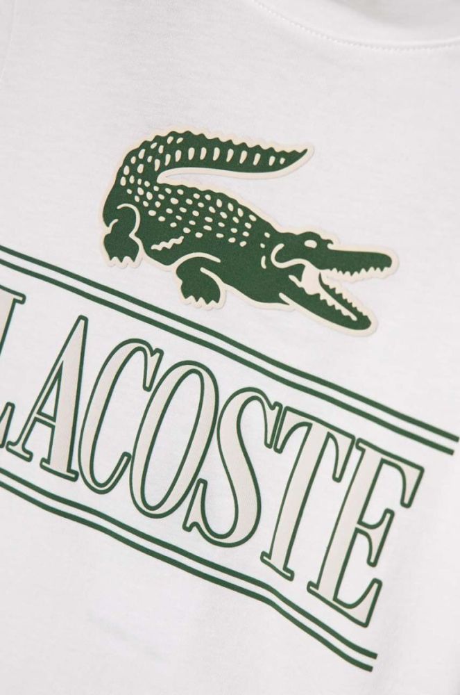 Дитяча бавовняна футболка Lacoste колір білий з принтом фото 3