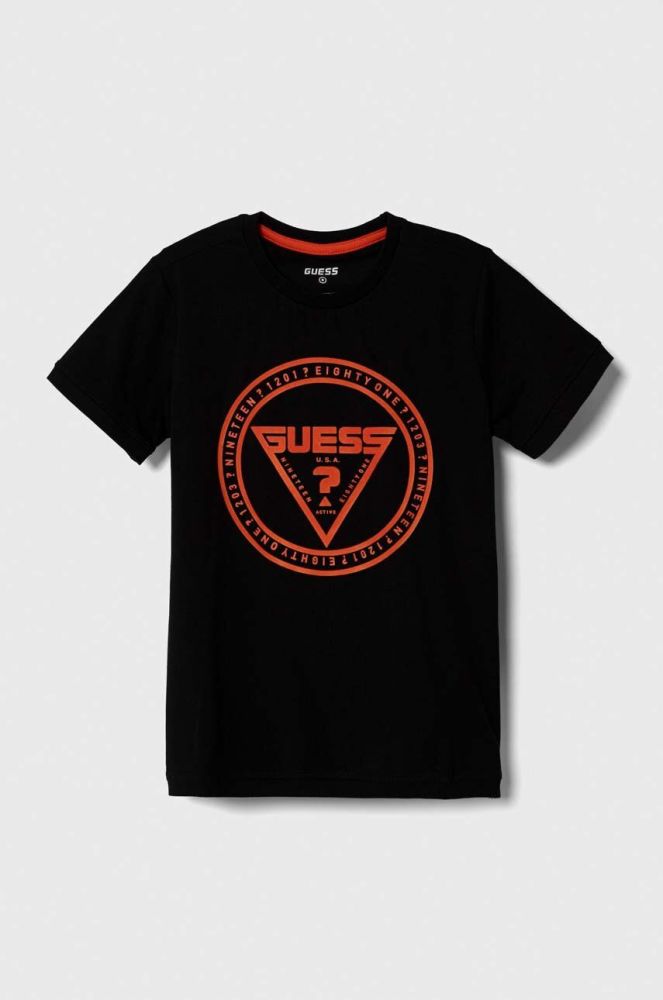 Дитяча футболка Guess колір чорний з принтом (3603471)