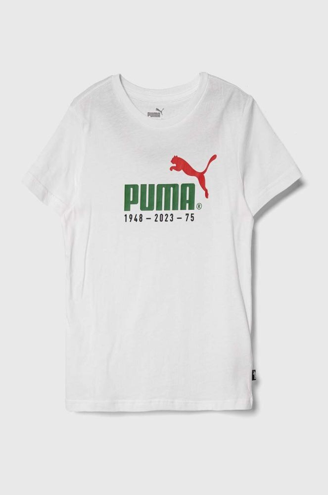 Дитяча футболка Puma No.1 Logo Celebration Tee B колір білий з принтом