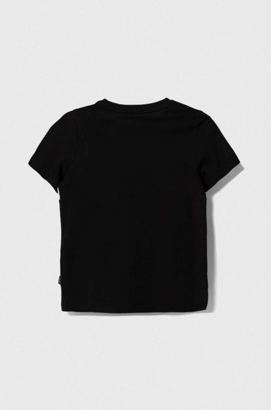 Дитяча бавовняна футболка Puma ESS Block Tee B-XX колір чорний з принтом фото 2