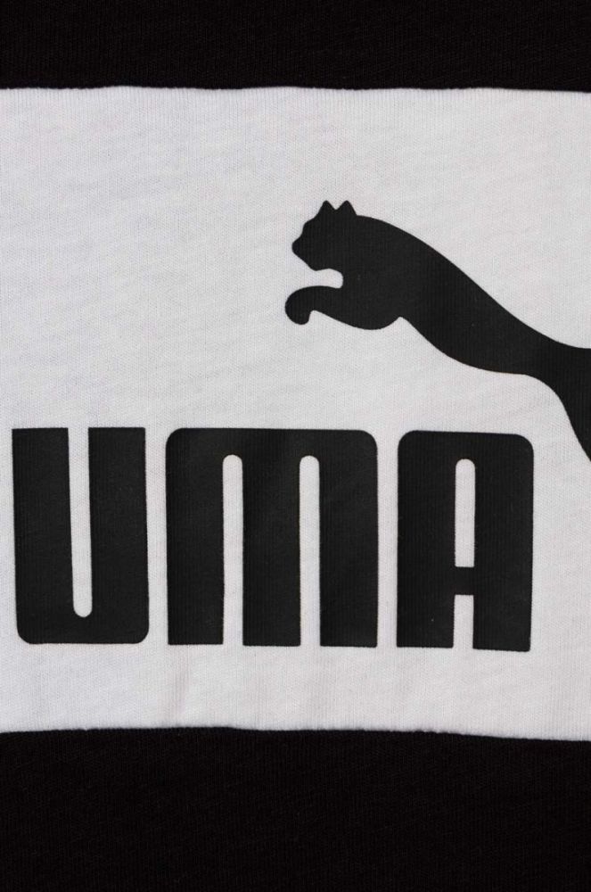 Дитяча бавовняна футболка Puma ESS Block Tee B-XX колір чорний з принтом фото 3