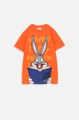 Дитяча бавовняна футболка Coccodrillo x Looney Tunes колір помаранчевий з принтом