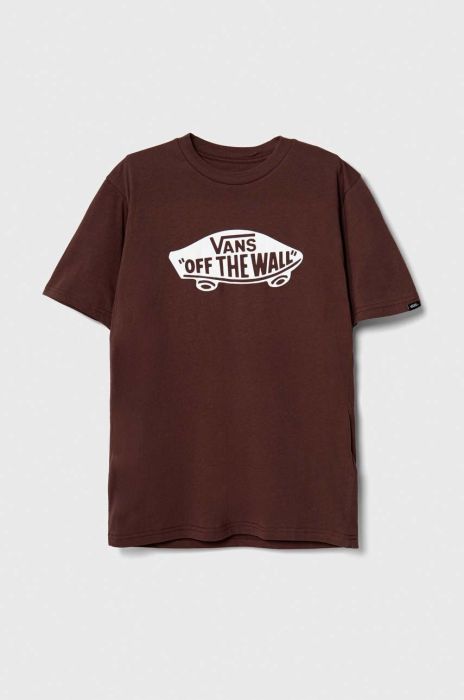Дитяча бавовняна футболка Vans VN000IVE7YO1 STYLE 76 SS BITTER колір коричневий з принтом