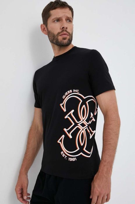 Футболка Guess чоловічий колір чорний візерунок (3310632)