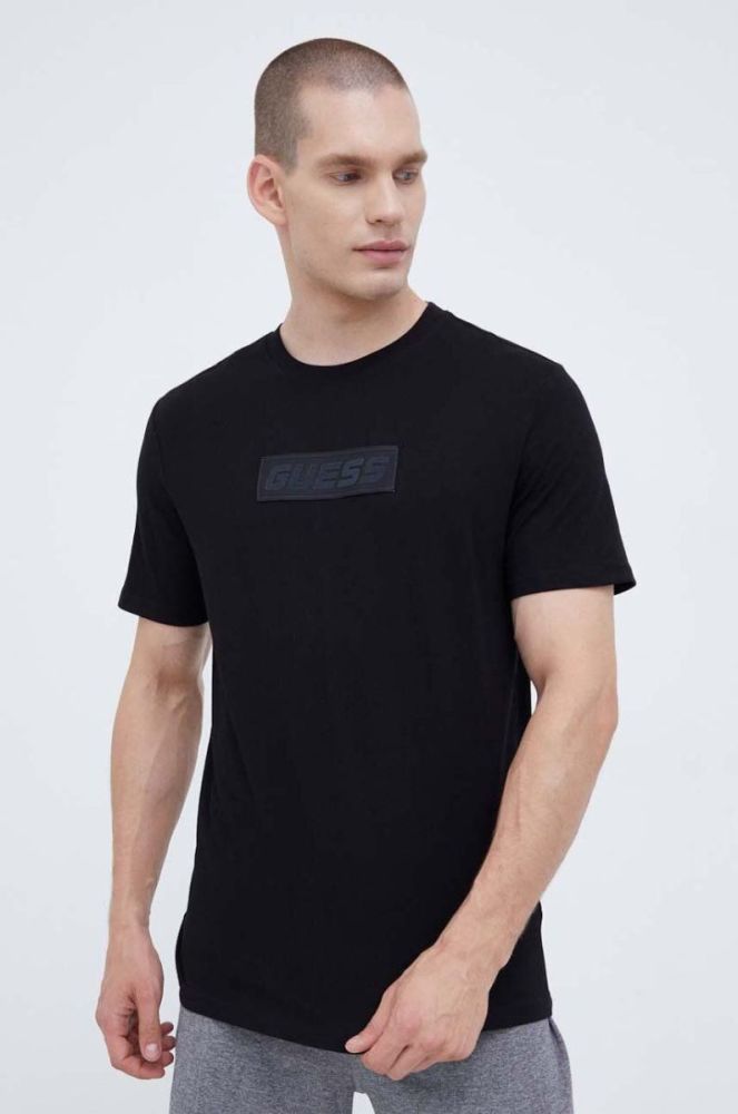 Бавовняна футболка Guess колір чорний з аплікацією (3510579) фото 4