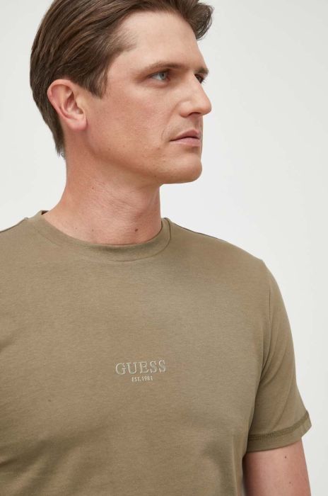 Бавовняна футболка Guess колір зелений з аплікацією (3310649)