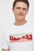 Бавовняна футболка Guess колір білий візерунок (3313892)