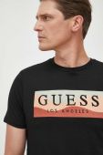 Бавовняна футболка Guess колір чорний візерунок (3313887)