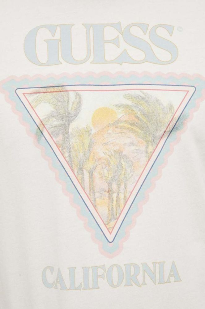Бавовняна футболка Guess колір бежевий з принтом (3336066) фото 5