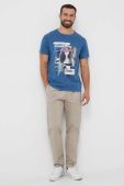 Бавовняна футболка Guess з принтом колір блакитний (3339268)