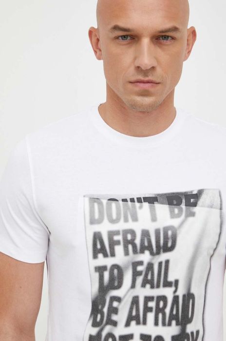 Бавовняна футболка Guess колір білий з принтом (3367096)