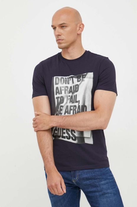 Бавовняна футболка Guess колір синій з принтом (3367101)