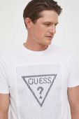 Бавовняна футболка Guess колір білий візерунок (3313913)