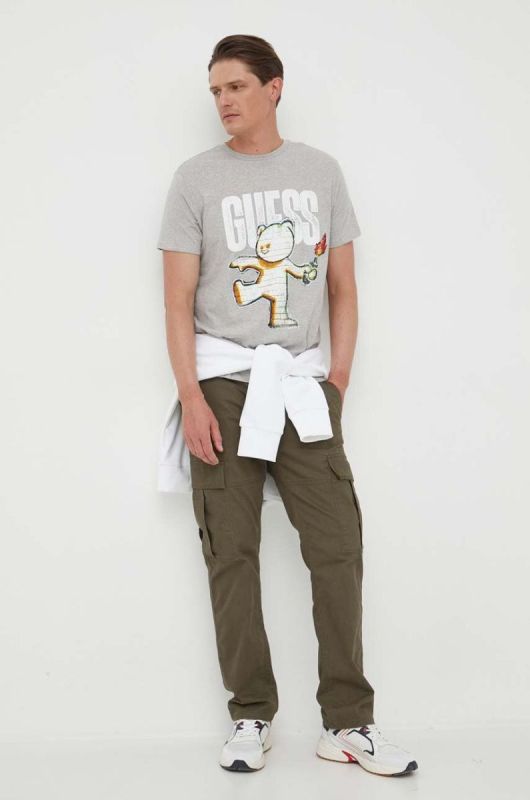 Бавовняна футболка Guess x Banksy колір сірий з принтом фото 2