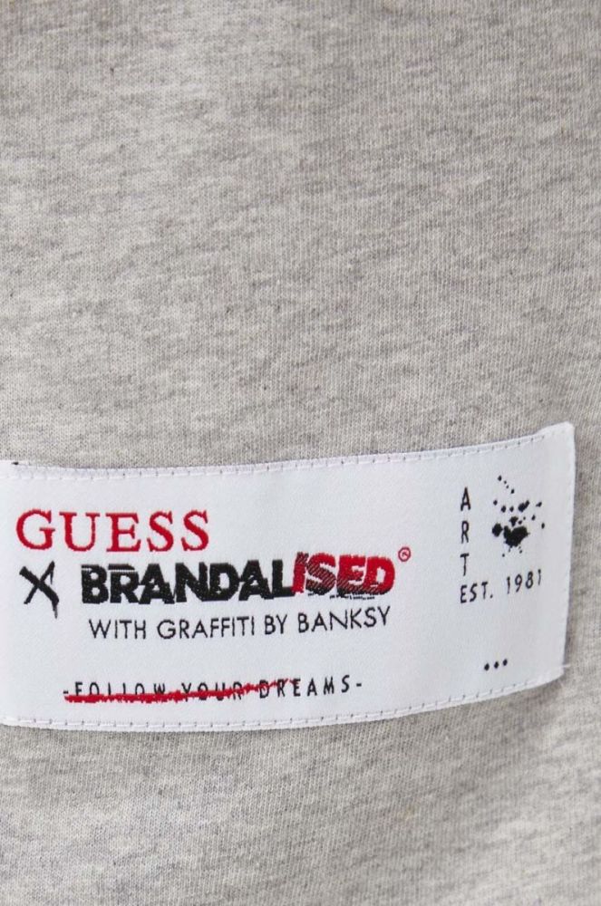 Бавовняна футболка Guess x Banksy колір сірий з принтом фото 5