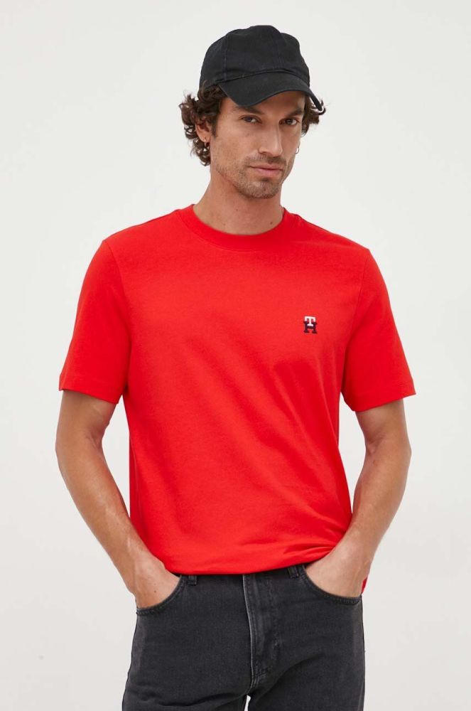 Бавовняна футболка Tommy Hilfiger колір червоний з аплікацією (3417486)