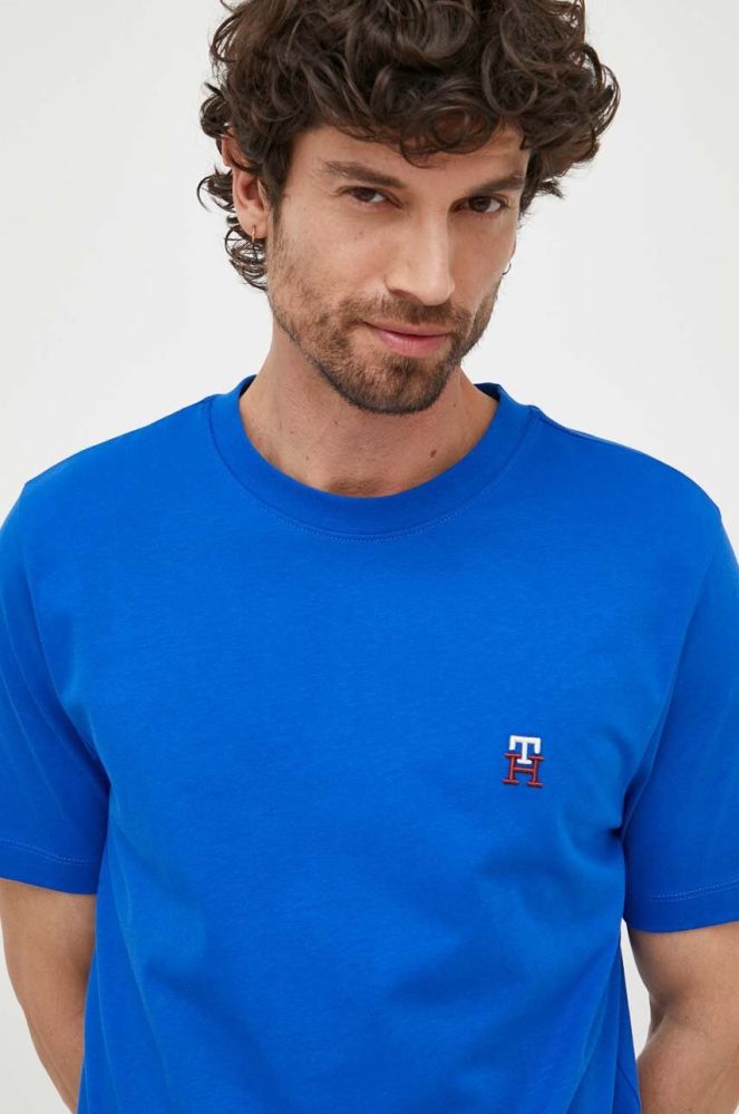Бавовняна футболка Tommy Hilfiger колір синій з аплікацією (3257124)