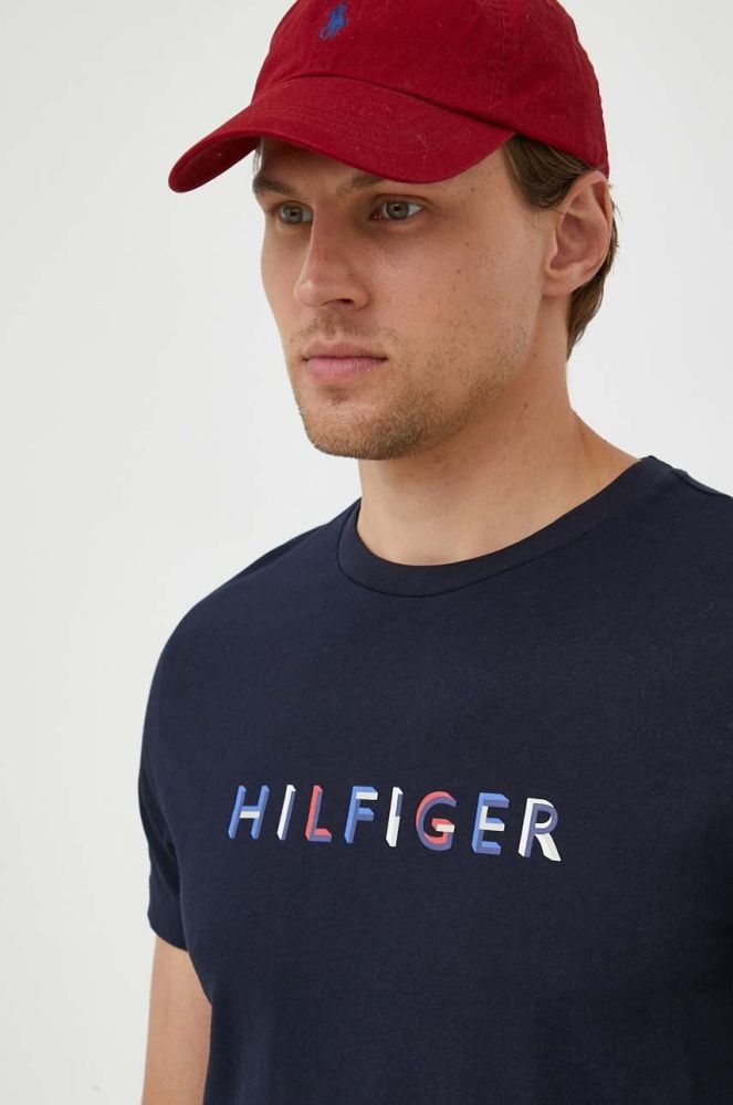 Бавовняна футболка Tommy Hilfiger колір синій з принтом (3257144)