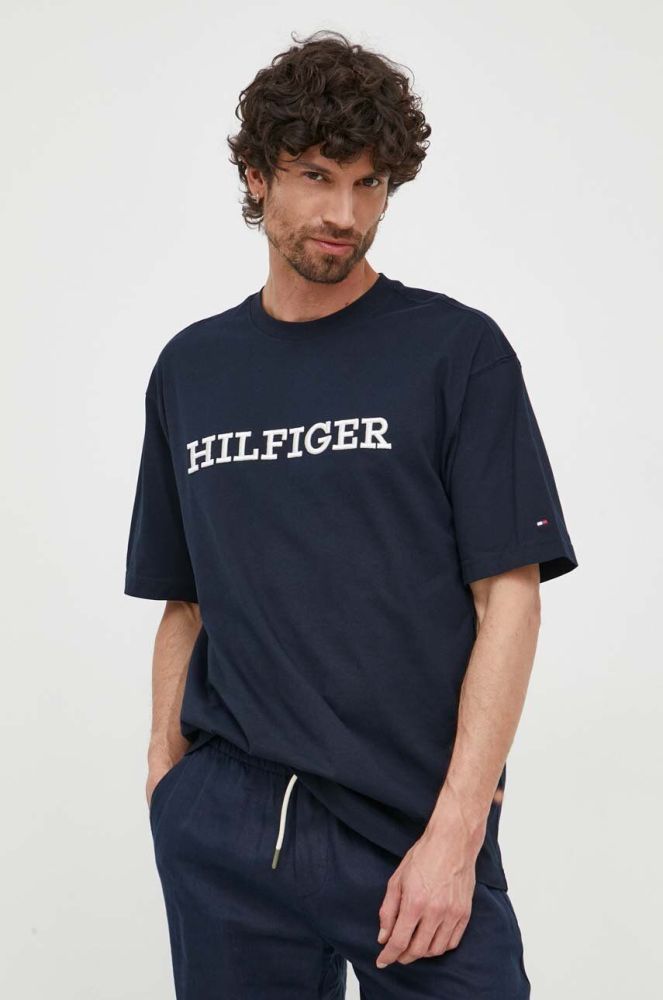 Бавовняна футболка Tommy Hilfiger колір синій з аплікацією (3257204)