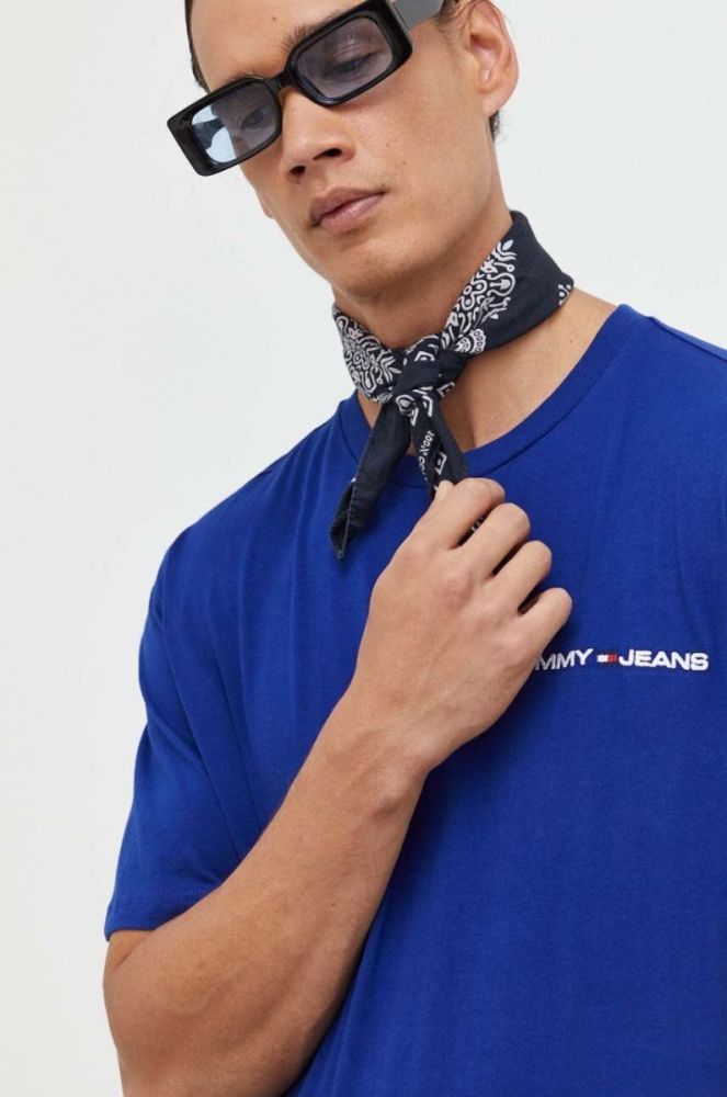 Бавовняна футболка Tommy Jeans колір синій з аплікацією (3303328) фото 3