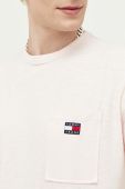 Бавовняна футболка Tommy Jeans колір рожевий однотонний
